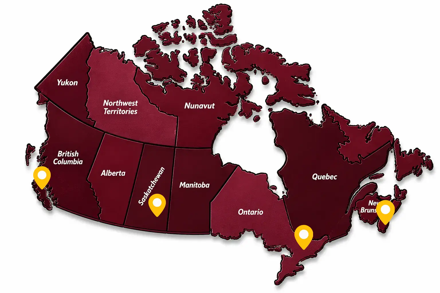 Canada map with distribution coverage