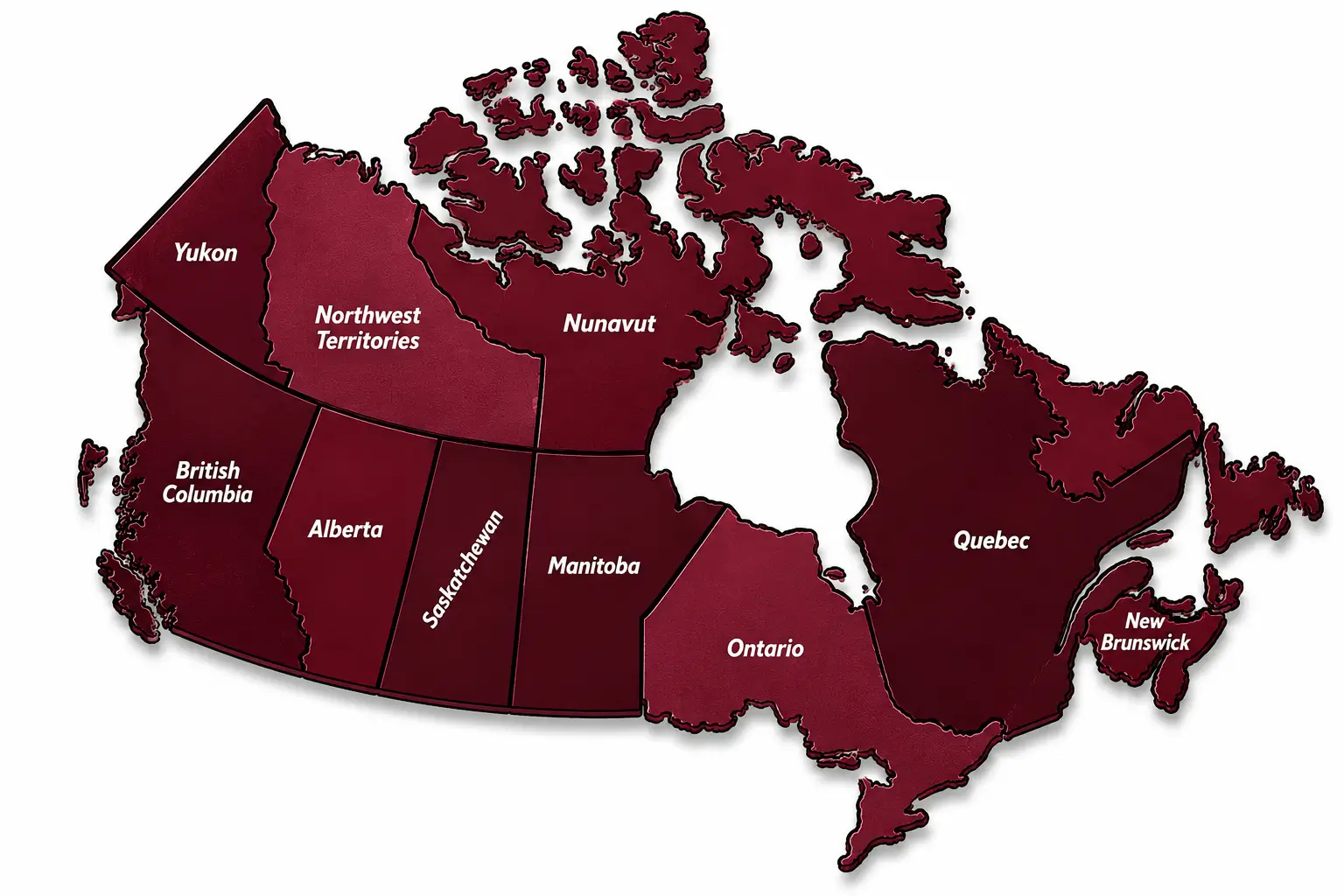Canada map with distribution coverage
