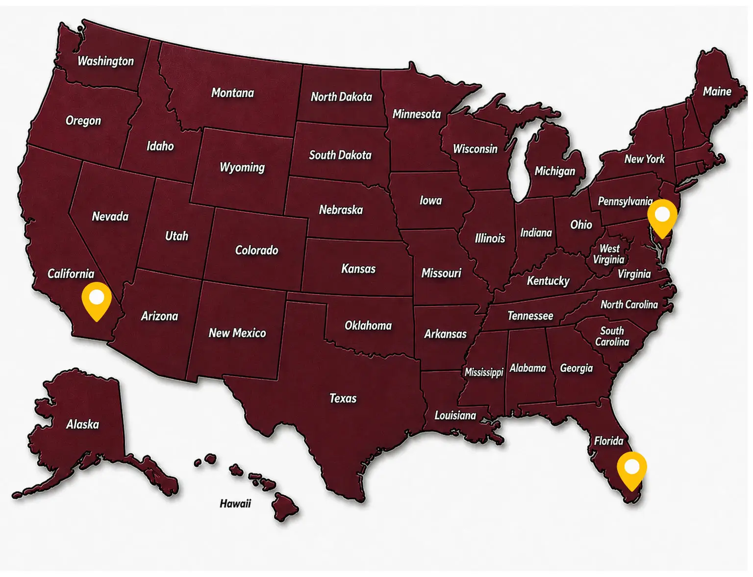 USA map with distribution coverage